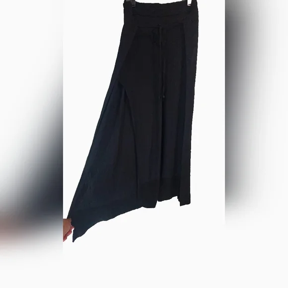 Pull&Bear‎ BlackWide Leg Pants with High Slits - Picture 4 of 9